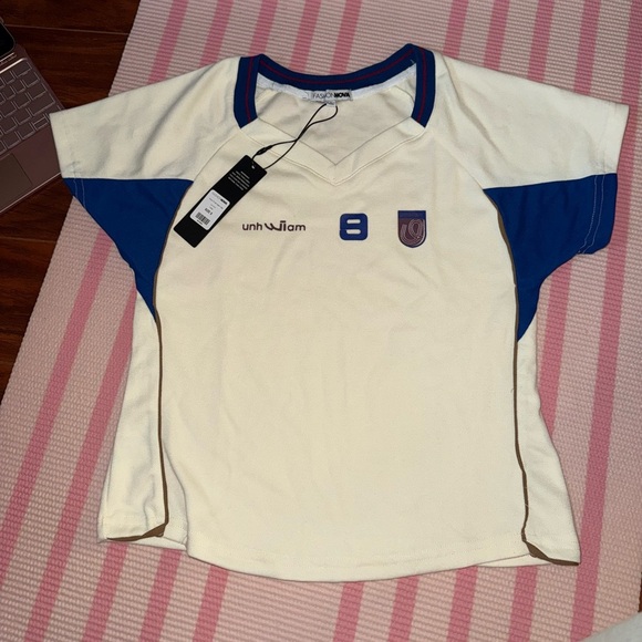 Fashion Nova Tops - Blue and White Sports Shirt